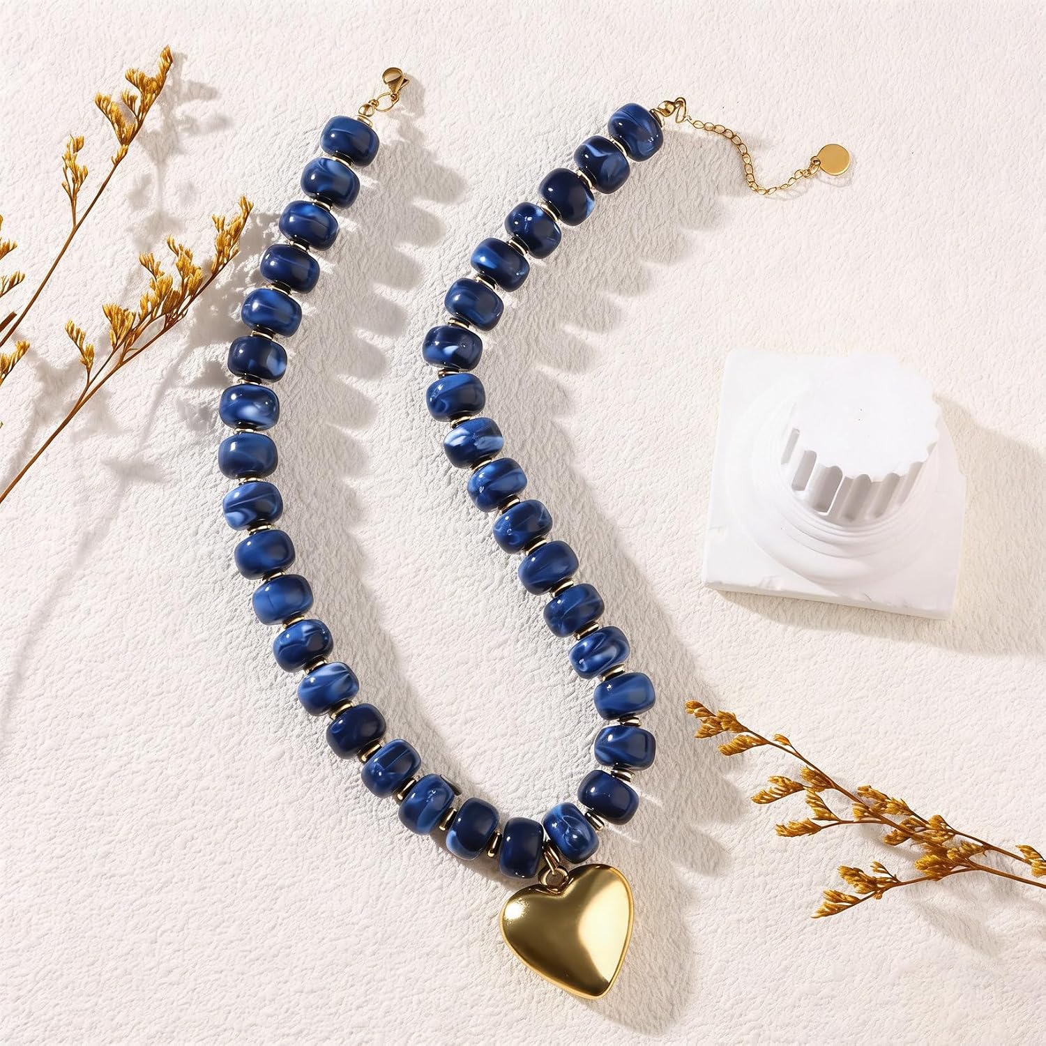 Beaded Necklaces for Women Chunky Necklace Colorful Beaded Necklace | Rainbow Beaded Necklace for Women Chunky Resin Beaded Necklaces Statement Necklace Handmade Summer Beach Jewelry Gifts