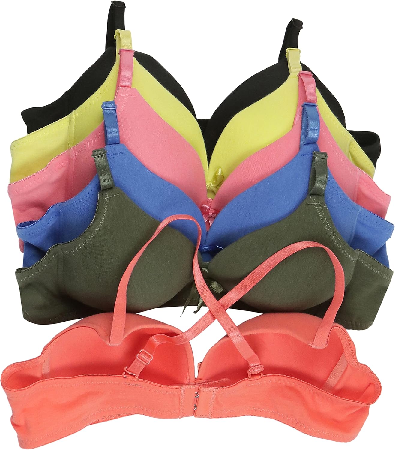 ToBeInStyle Women's Pack of 6 Bright Assortment Wire-Free Lightly Padded A-Cup Bra - Image 7