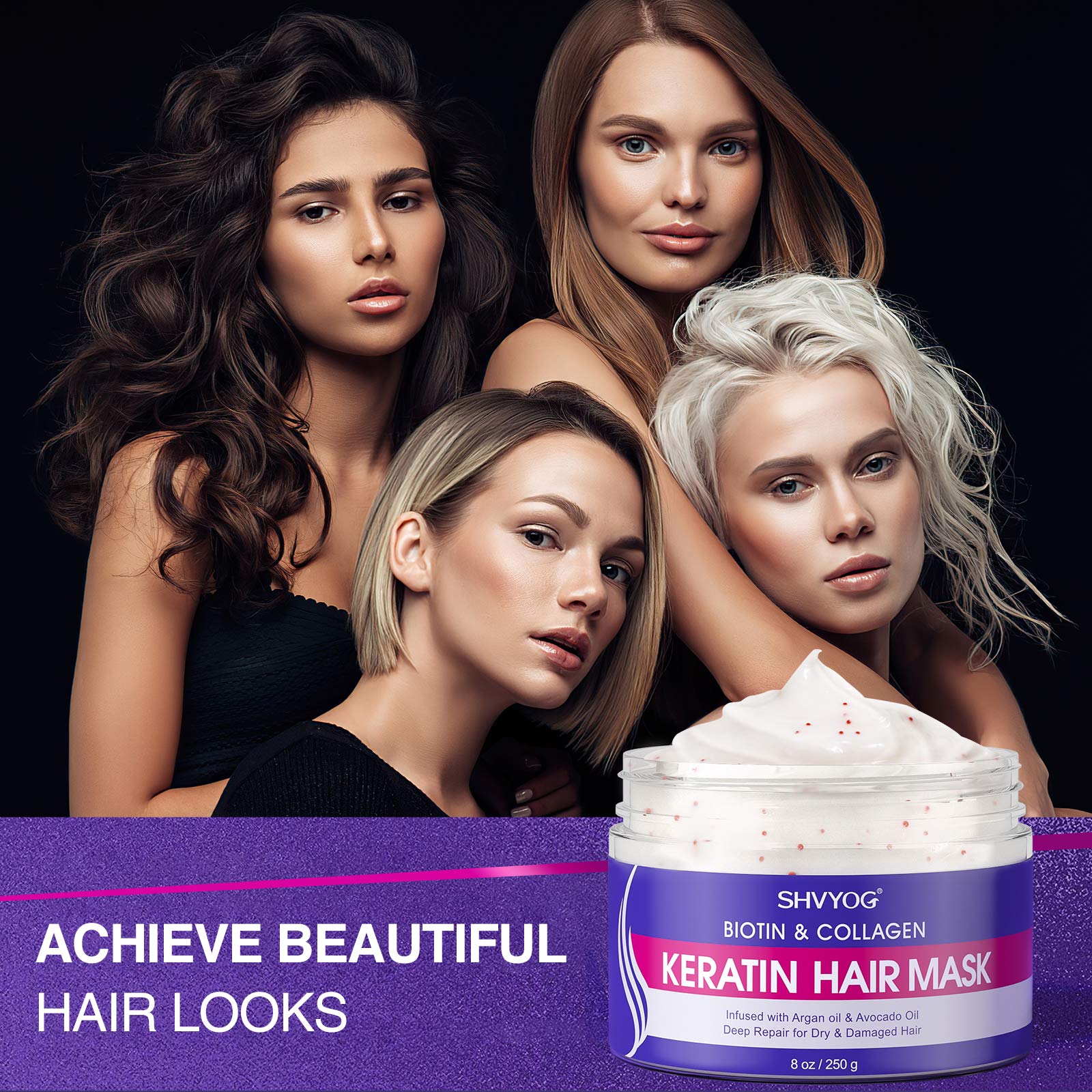 Keratin Hair Mask, SHVYOG Biotin Collagen Keratin Hair Mask for Dry