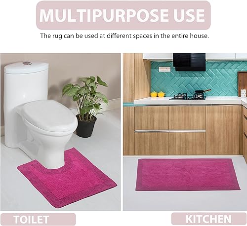 Miniatura 6 de Home Weavers Luxury Collection - Juego de alfombras de baño reversibles 100% algodón, alfombras lavables, extra suaves y absorbentes, tapete de