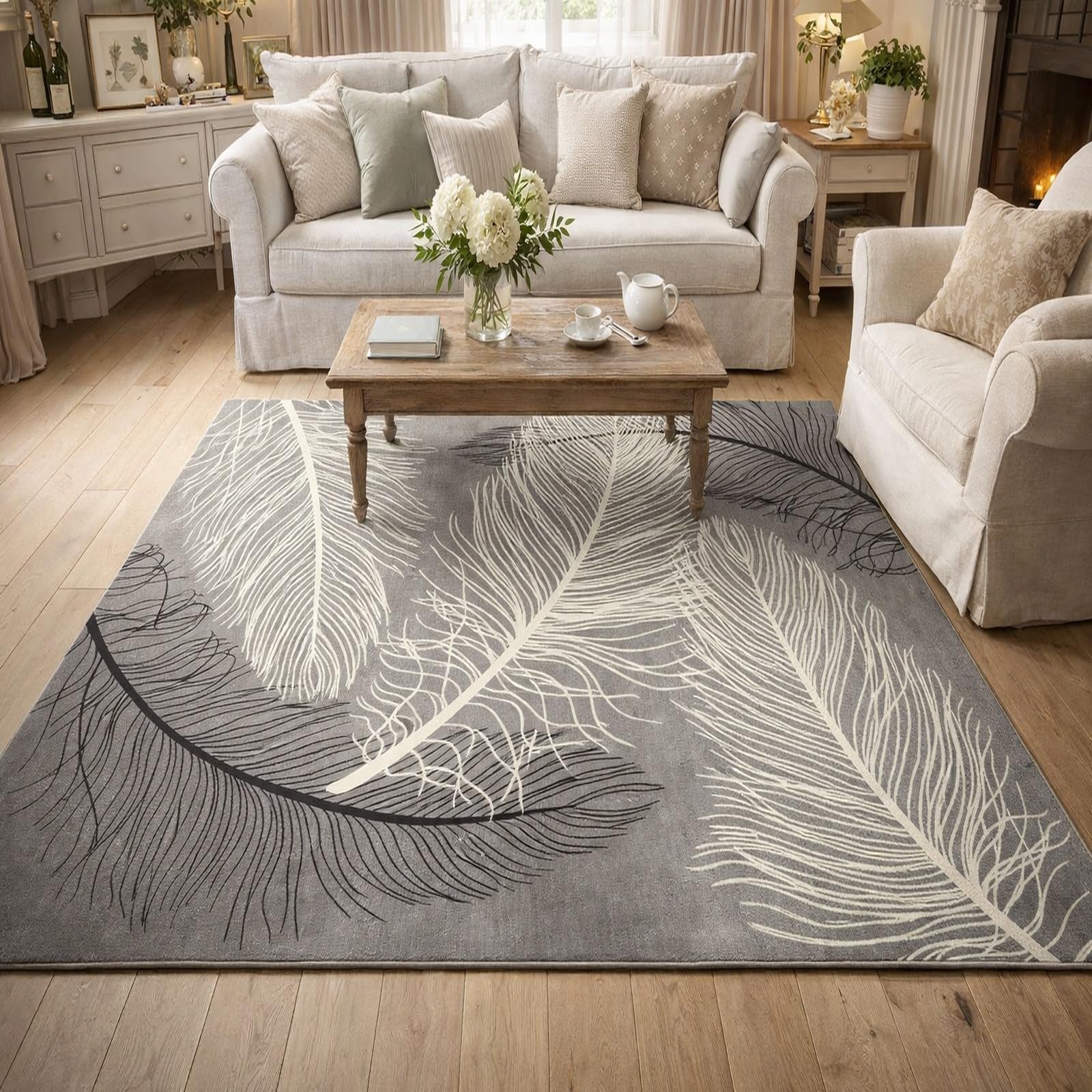 Tapis de chambre abstrait gris 180x270cm pour créer un coin bureau cosy