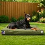 Sytopia 42 Inch Canvas Outdoor Indestructible Dog Bed for Extra Large Dogs, Chew Proof Heavy Duty Waterproof Pet Mat with Washable Removable Cover, Ideal for Crate, Patio, Indoor & Outdoor (Green)