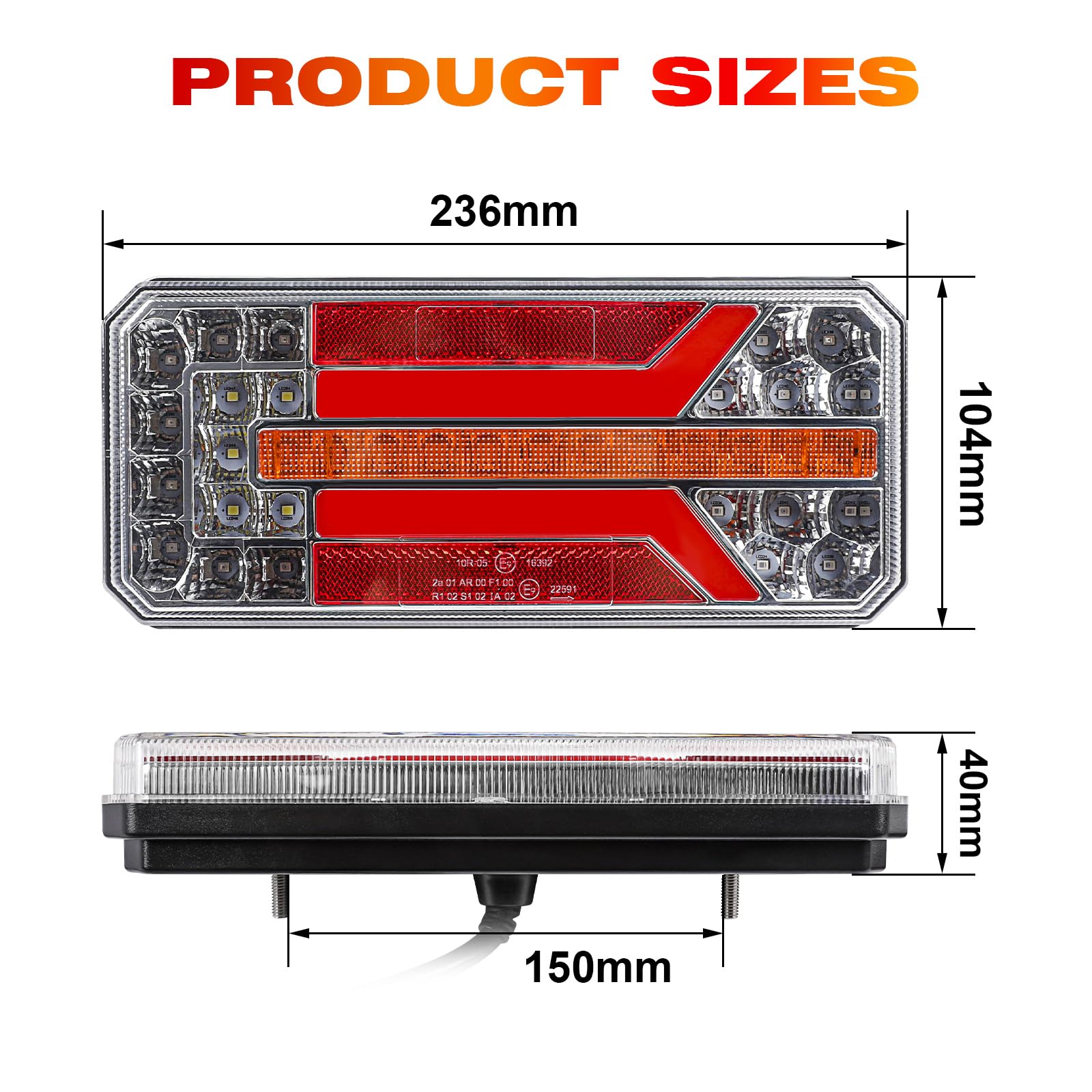 AOHEWEI 2 Stück Anhänger-Rücklichter, 12 V/24 V superhell wasserdicht Blinker Bremse Rückwärtsgang Nebelscheinwerfer Reflektorlampe für Anhänger, LKW, Wohnwagen, Van, Traktor
