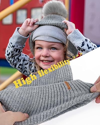 Miniatura 6 de Gorro de invierno para bebé, cálido forro polar, gorro de punto para niños con orejera, gorro de punto con pompón para recién nacidos, para niñas y