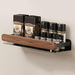 XINGDOZ Spice Rack Wall Shelf Spice Organiser No Drilling Spice Holder Hanging Metal with Nail-free Glue and Screws for Spice Jars, Kitchen Cabinet, Pantry Door