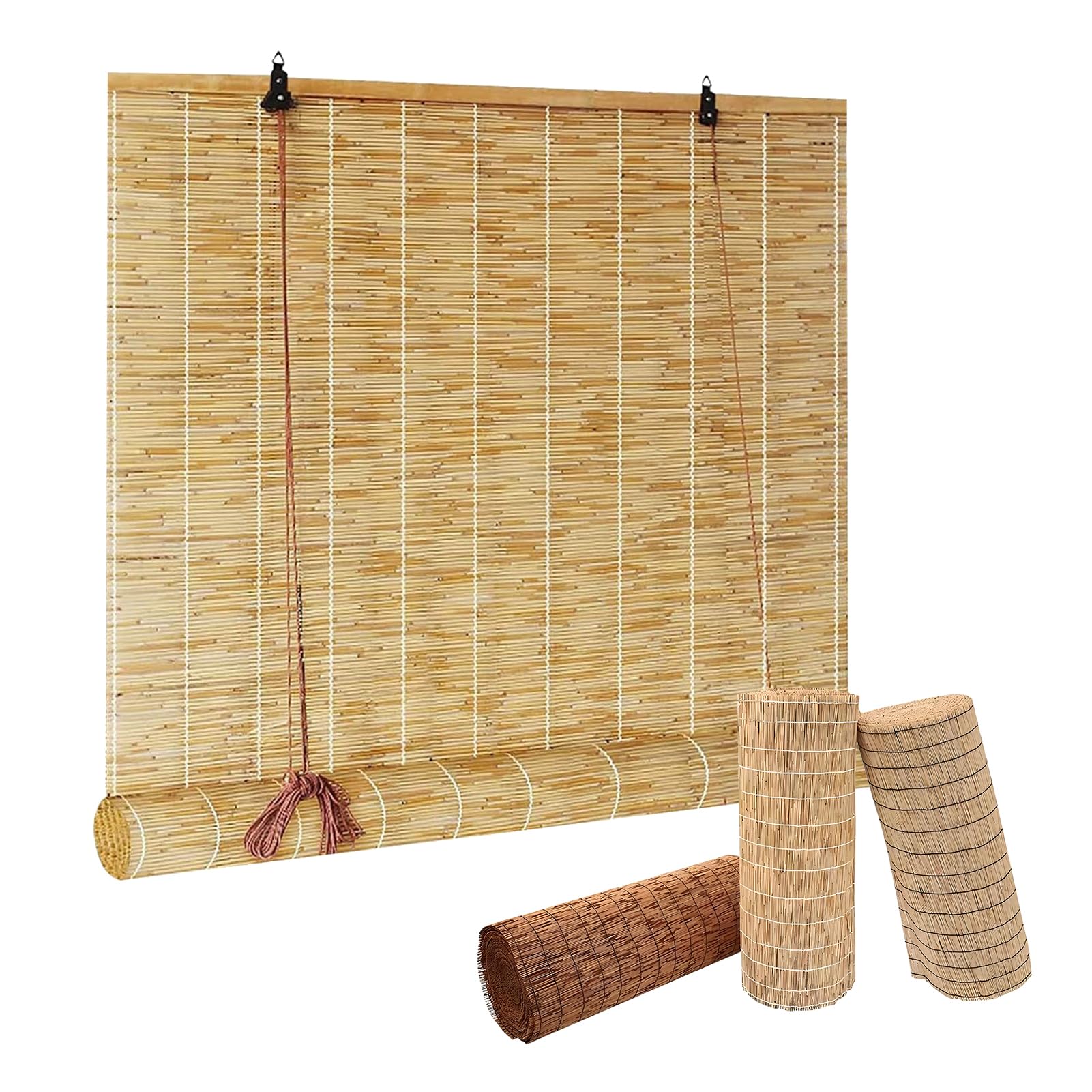 Amazon.de: ZGHGEUO Bambusrollo Natur Bambus Rollo Rollo Nach Ma 40 60 80  100 120 140 160 180 cm Retro Schilf Vorhang mit Lifter Breit Raffrollo rollos  Bambusrollo Terrasse fr Pavillon Terrasse Veranda Balkon