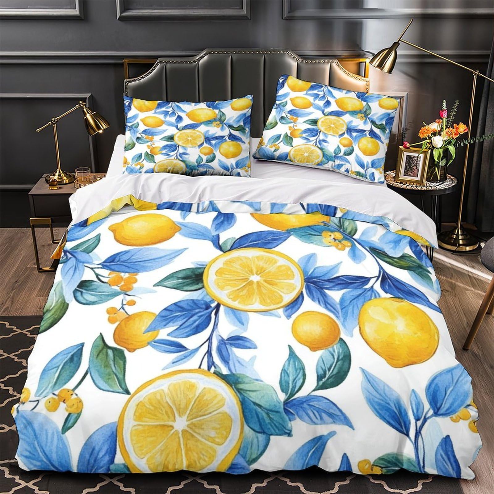 Housse de couette anti-plis en microfibre résistante parure de lit 135x200