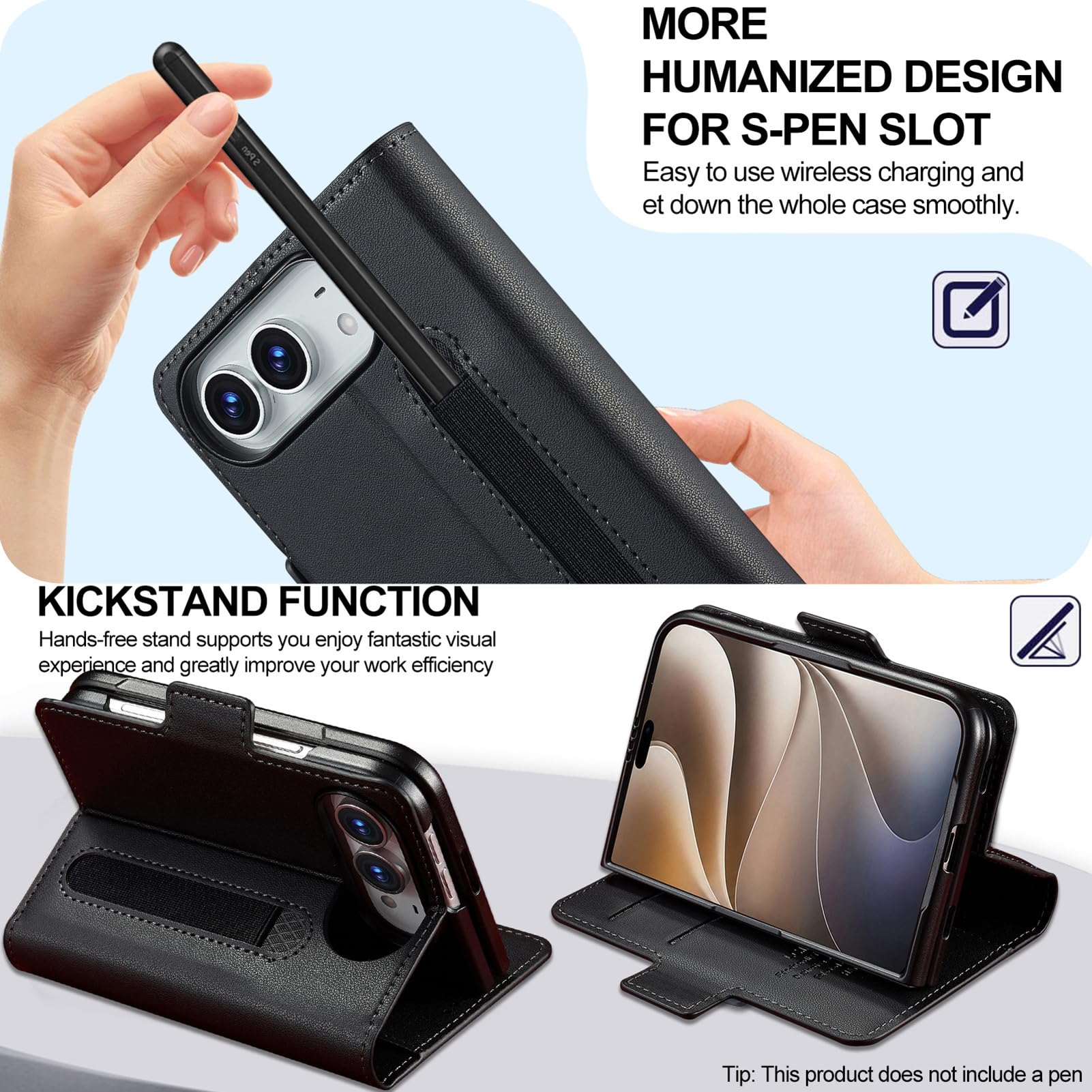 Skórzane etui do iPhone Duo, liczi blizny, funkcja stojaka, zapięcie