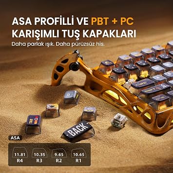 Gravastar K1 Pro Mekanik Gaming Klavye, XPro Kablosuz Optik Mouse ve Dijital Resim Çerçevesi Oyuncu Seti (Battle-Worn Yellow)