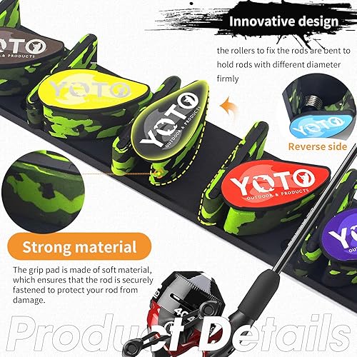 Miniatura 2 de YOTO Soportes verticales para cañas de pescar, 2 unidades, soporte para cañas de pescar montado en la pared con 2 bolas fijas de caña de pescar
