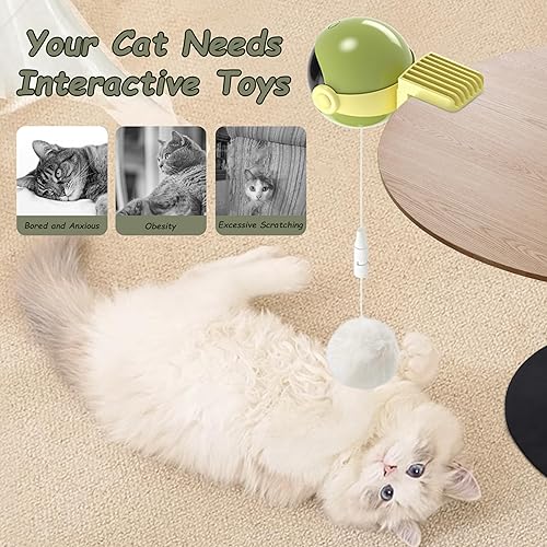 Miniatura 6 de Juguetes interactivos para gatos de interior, juguetes automáticos colgantes de plumas para gatitos, cuerda retráctil, juguetes para gatos adultos