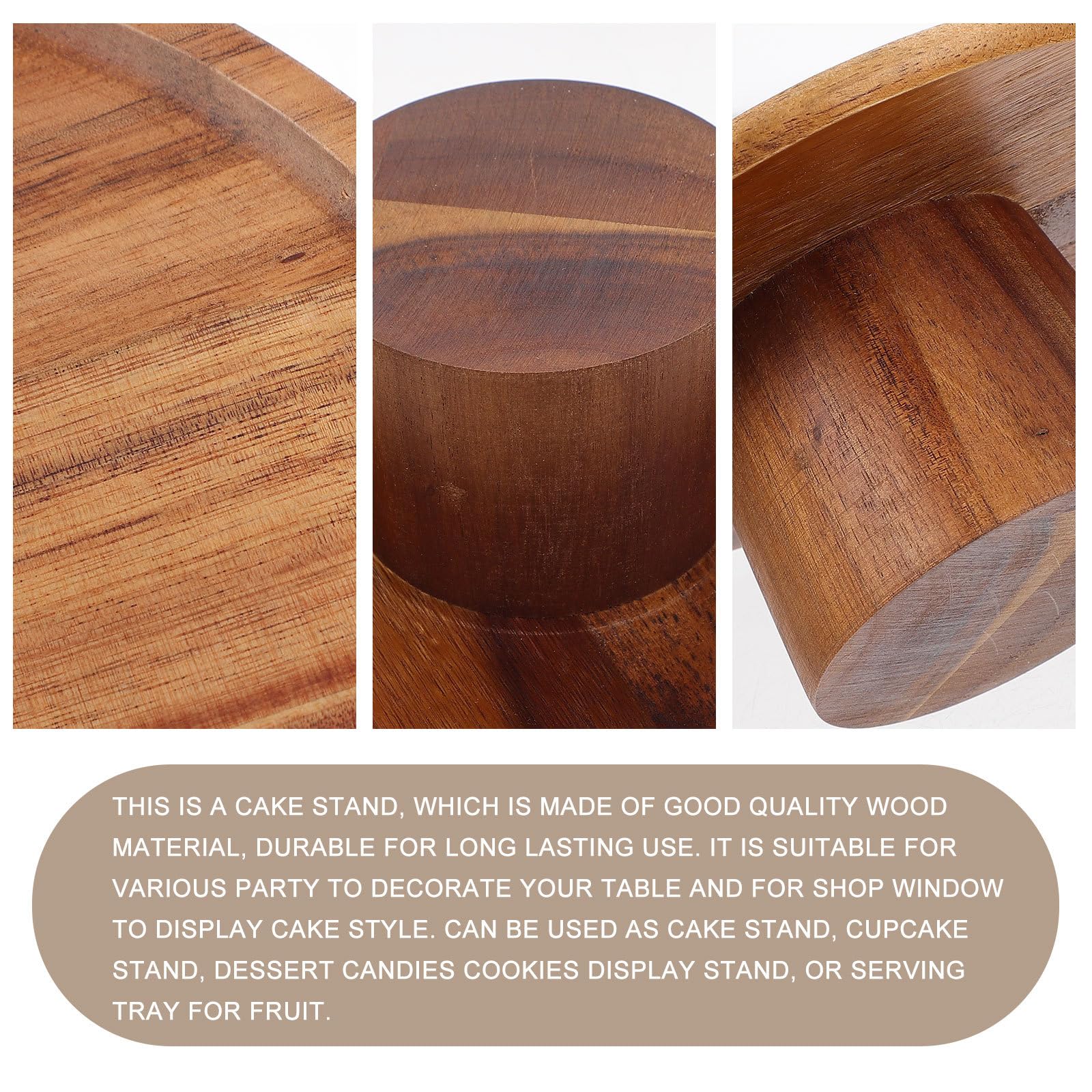 Soporte para Pasteles de Madera Multiusos Diseño Elegante para Fiestas y Bodas, Bandeja Resistente para Tartas de Cumpleaños y Postres