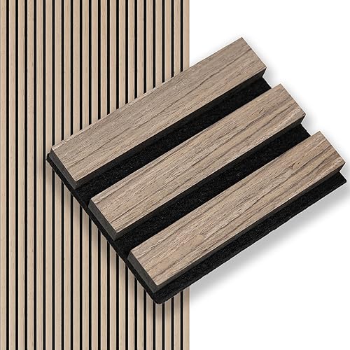 Miniatura 21 de Smartstandard Paquete de 4 paneles de pared de listones de madera de 106 x 12.6 pulgadas, paneles de pared de madera insonorizados, paneles de