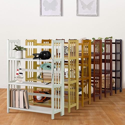 Miniatura 13 de Estantería de 3 estantes plegables y apilables Casual Home, 70 cm de ancho, color café expreso