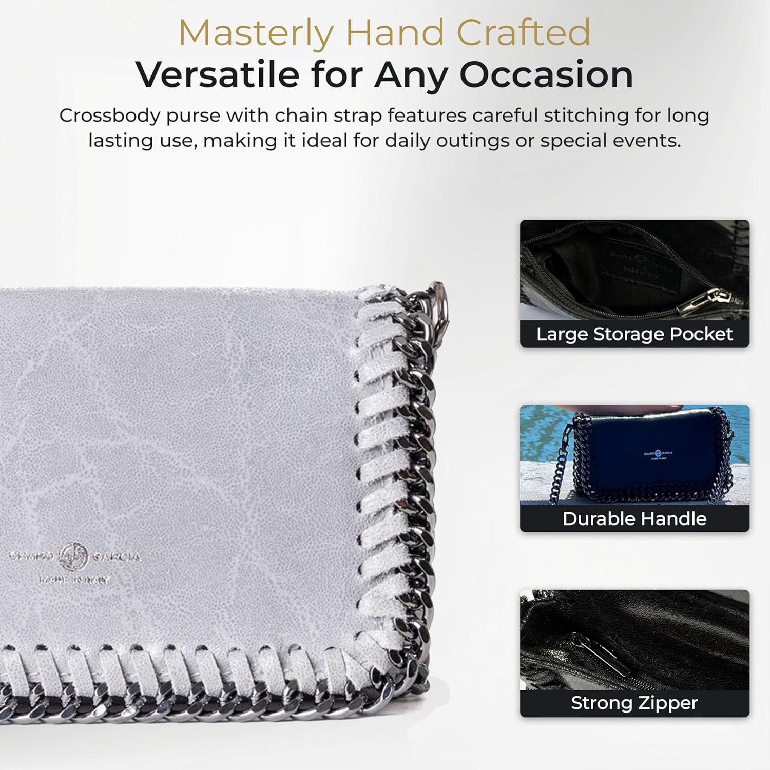 Premium Italian Leather Handmade in Florence, Italy. Small Crossbody Bag for Women with a Detachable Strap Made in Italy. - Image 5