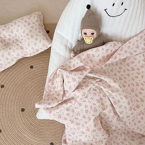 Vista 146 de BuLuTu Mantas de muselina para bebés, niños y niñas, 100% algodón, manta reversible para bebé, manta para cuna, suave, transpirable