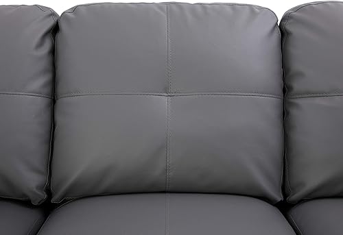 Miniatura 19 de Sofá modular contemporáneo con diván y otomana de almacenamiento, 3 piezas en forma de L, tapicería de piel sintética, cojines de espuma Jengibre