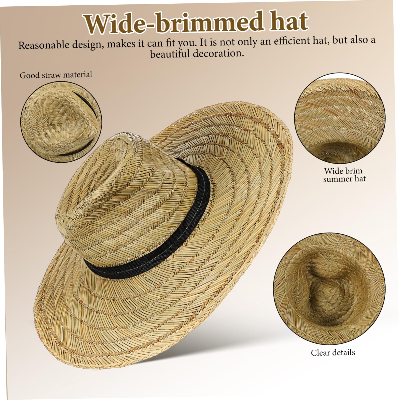BESTYASH Chapeau De Soleil en Paille pour Homme Casquette UV À Large Bord Casquette De Plage pour Homme Chapeau en Paille Tissé