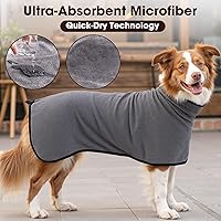 Vista 4 de Bata de Baño de Microfibra para Perro Toalla Envolvente para Perro Abrigo de Secado Súper Absorbente Bata de Baño para Cachorro, Perros Medianos
