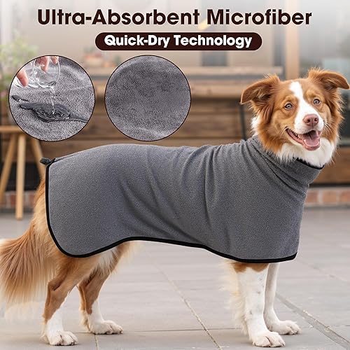 Miniatura 4 de Bata de baño de microfibra para perro, toalla súper absorbente para perro, bata de baño para cachorros, perros medianos y grandes, secado rápido,