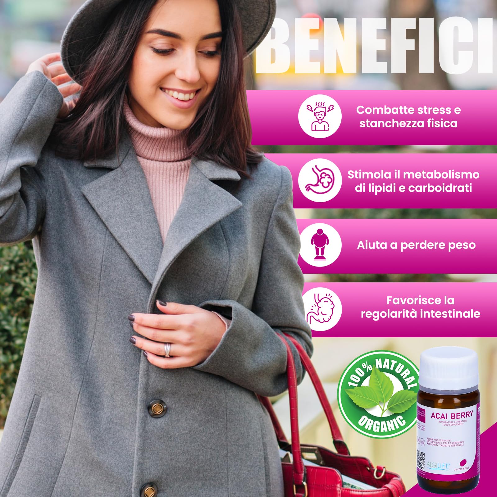 ALGILIFE ACAI BERRY Compresse Vegane di Estratto Naturale di Bacche Acai (30 compresse, scorta 1 mese) Antiossidanti Integratori Alto Dosaggio, Acai capsule da polvere di Bacche di Acai dall'Amazzonia