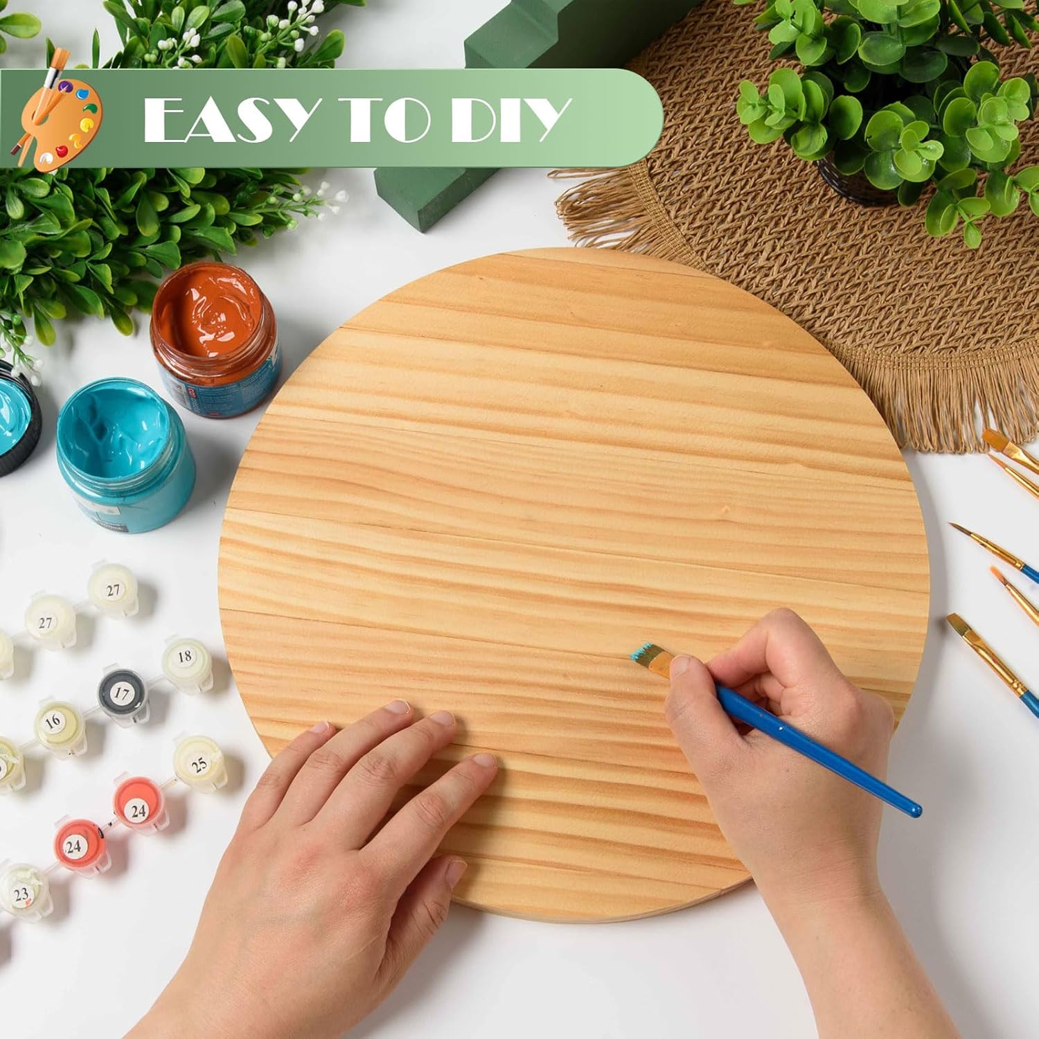 AWIZOM 4 Pack 12 Inch Round Pine Wood Circle Plaques - Unfinished Wooden Circle Signs for DIY Craft, Painting, Engraving, Wood Carving, Home Decor (0.59 Inch Thick)