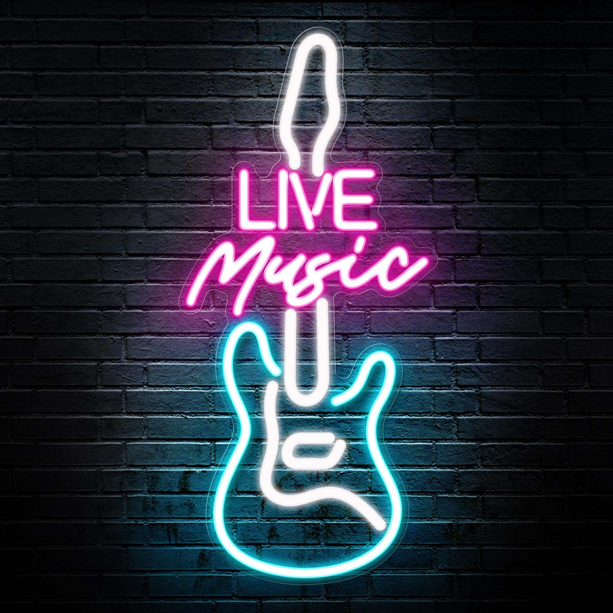 Kavaas Insegna al neon con musica dal vivo per decorazione da parete, a forma di chitarra a LED, per studi musicali, bar, camera da letto, feste, grotta degli uomini, ottimo regalo per gli