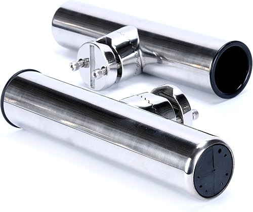 Miniatura 7 de Amarine Made Boat 4pcs Fishing Rod Holder, Stainless Rail Mount Clamp on Rod Holder, Adjustable Fishing Pole Holder for Rails 7/8" to 1"