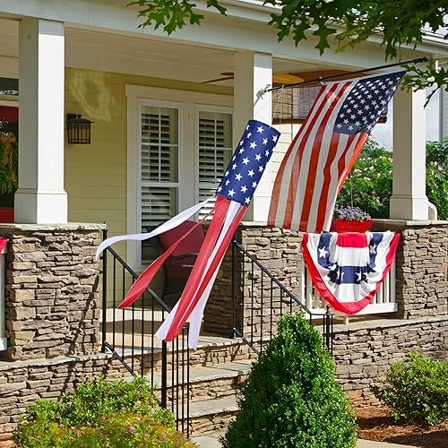 Miniatura 5 de Decoraciones de Estados Unidos para exteriores del 4 de julio, paquete de 2 calcetines de viento con bandera de Estados Unidos, estrellas y rayas,