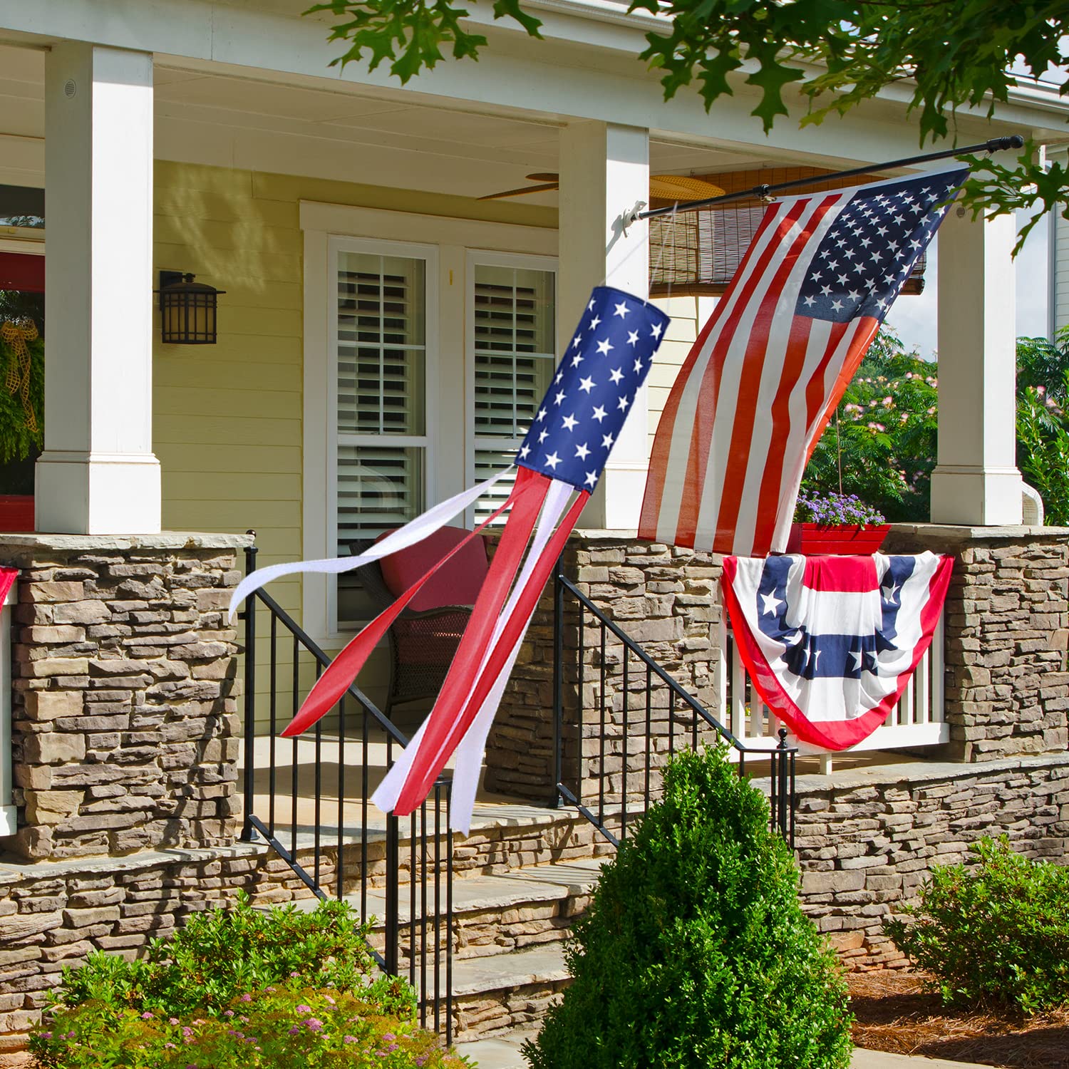 2 USA Flagge Windsäcke | 101,6 Cm Lang, Polyester, Patriotische Outdoor-Deko Für 4. Juli