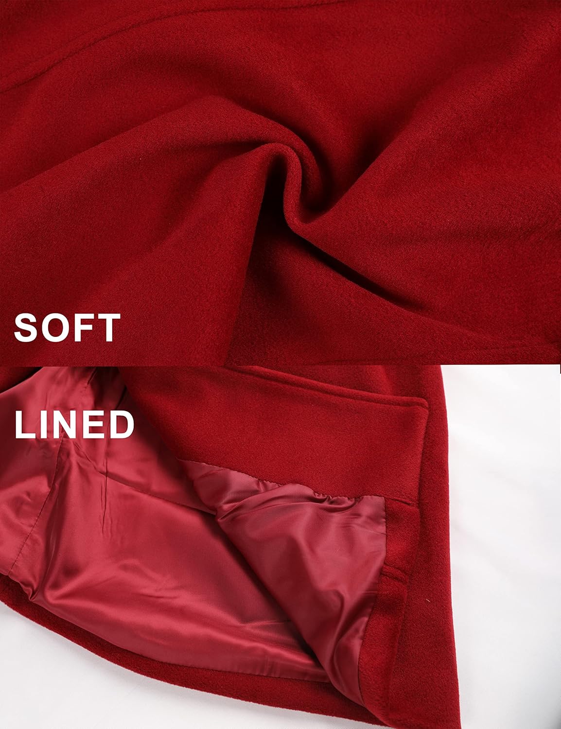 Springrain Womens Pea Coat Elegant Overcoat Single Breasted Winter Coat Dress Coat with Pockets - Image 5