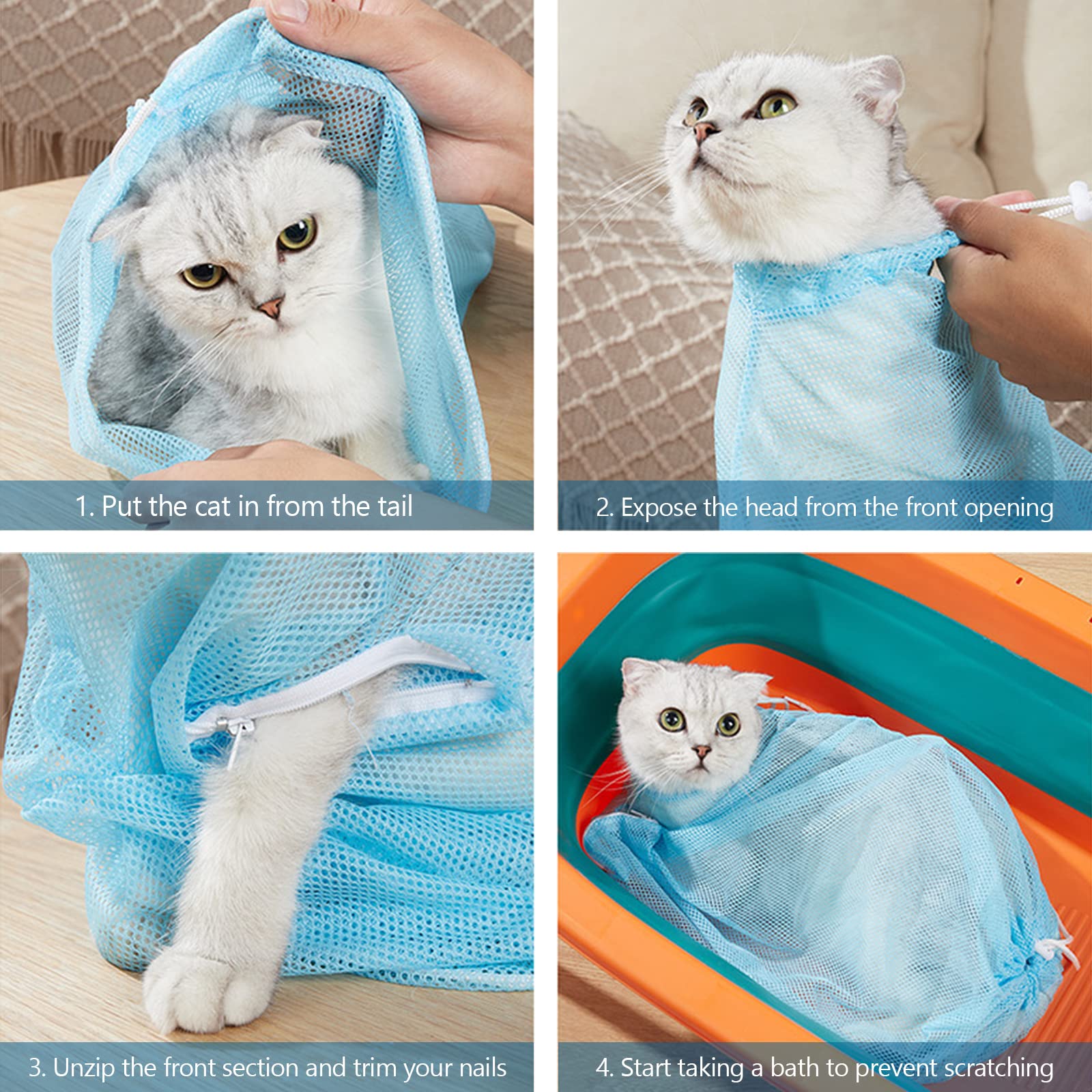 2 Borse da Bagno Gatto, Borsa Toelettatura per Cat, Borsa da Bagno per Animali Domestici Anti-morso per La Toelettatura degli Animali Domestici