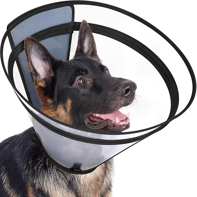 Colar de Recuperação para Cães Didopet com Extensão Removível e Fecho Ajustável Preto Tamanho S (pescoço 25,4–29,85 cm)