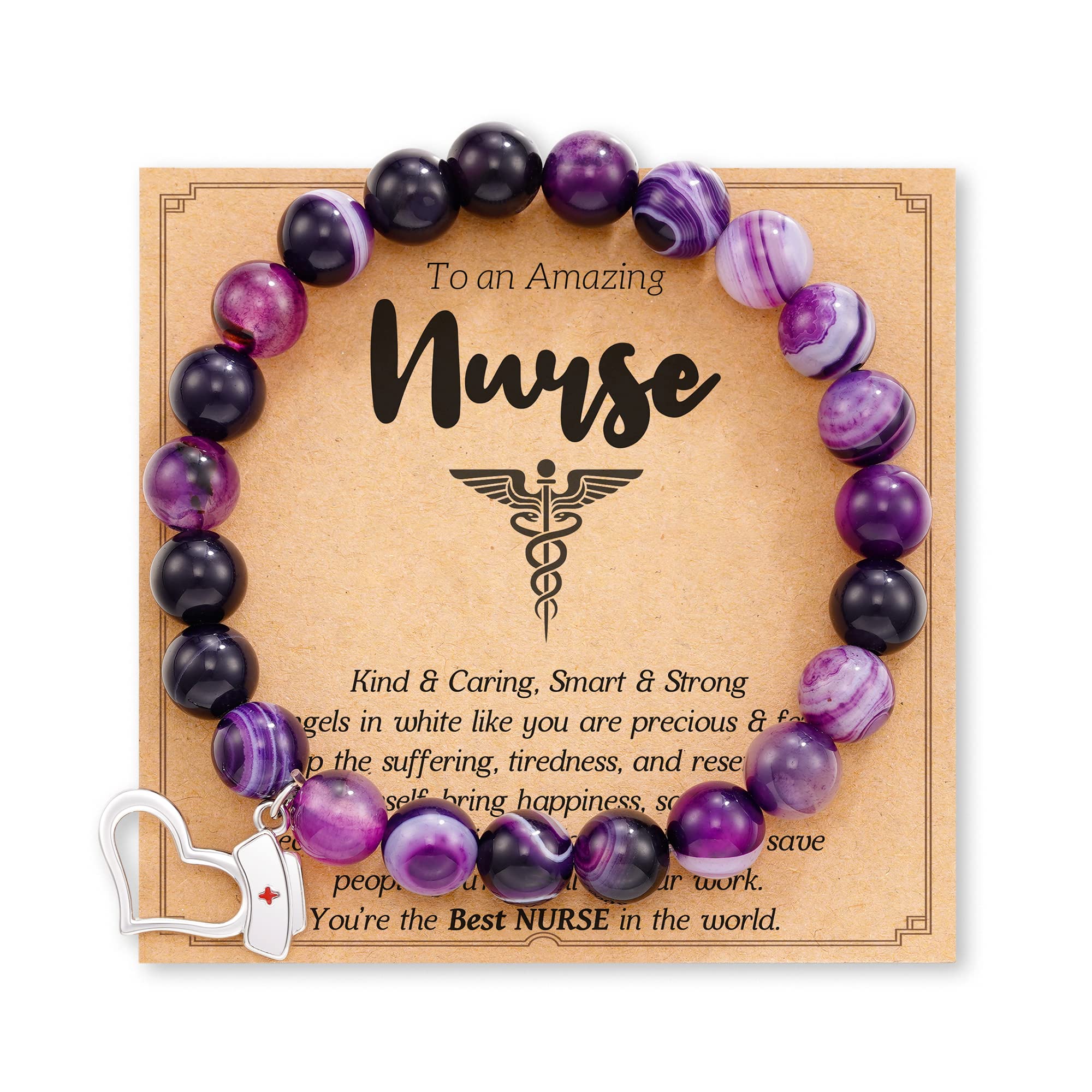 Dabem Nurse Gifts for Women, Natural Stone Nurse Bracelet, Nursing Student GIft, Nurse Practitioner Graduation Gifts for Her