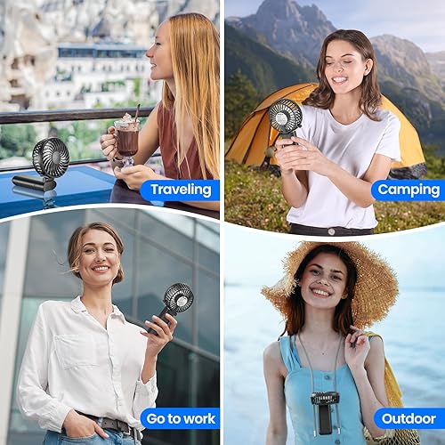 Miniatura 7 de HandFan Ventilador de mano mejorado de 5200 mAh, ventilador de mano de flujo de aire fuerte de 5 velocidades 27 horas de trabajo, ventilador