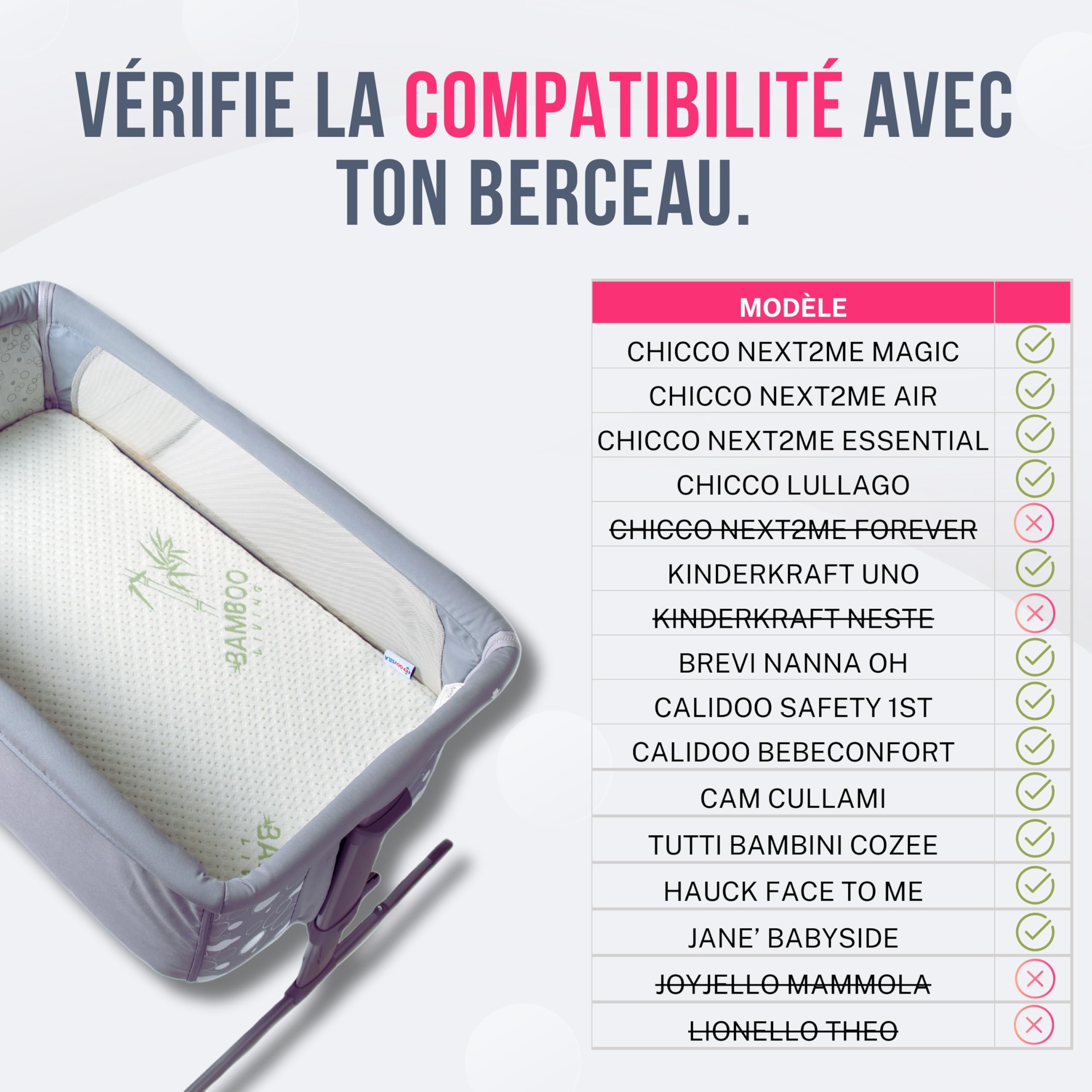 GOYSILA Matelas Cododo Next to Me Certifié Oeko-tex 83x50x7cm Épaisseur Anti-étouffement Respirant Confortable Berceau Compatible Chicco Next2me Air Dream Magic Kinderkraft Calidoo Bebeconfort