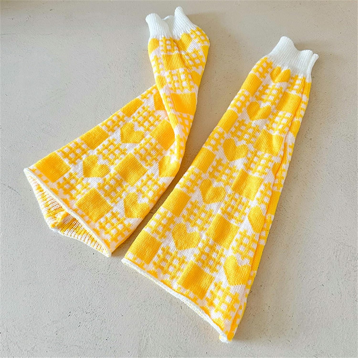 Y2K Kawaii Leg Warmers Knitted Flare Leg Sleeves Love Heart Pattern Boots Cuffs Valentine's Ankle Heap Socks