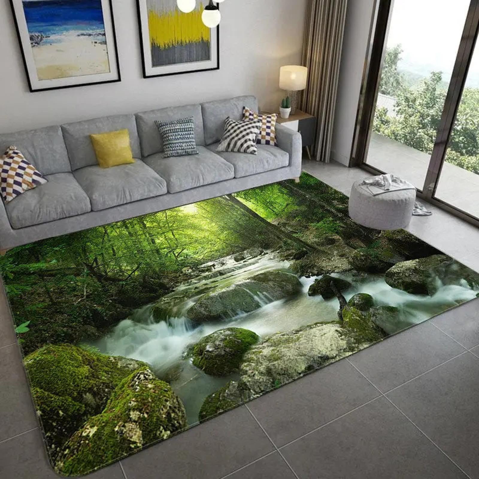 Alfombra antideslizante con estampado de cascada JGGXHM para dormitorio grande