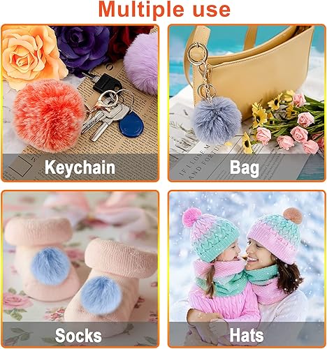 Miniatura 5 de BQTQ 36 pompones de piel sintética de conejo con lazo elástico, pompón esponjoso para sombreros, zapatos, bufandas, guantes, bolsas, accesorios (18
