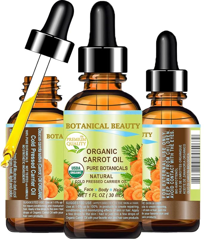 Botanical Beauty Óleo de Semente de Cenoura Daucus Carota Sativa, 100% puro, virgem, não refinado, prensado a frio, 30 mL