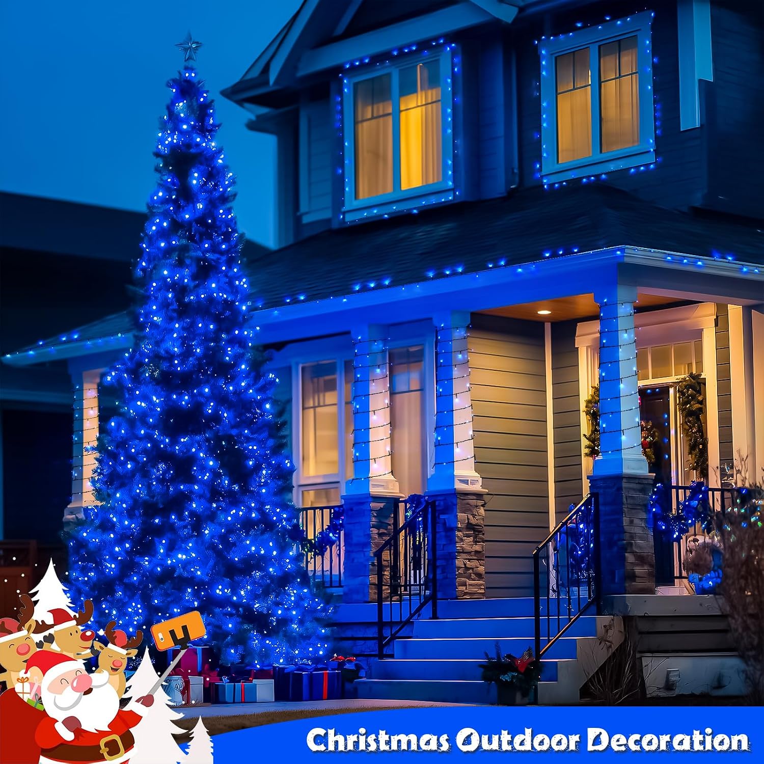 JMEXSUSS 2 Pack Solar String Lights Outdoor, Total 66 FT 200 LED, Blue image 4