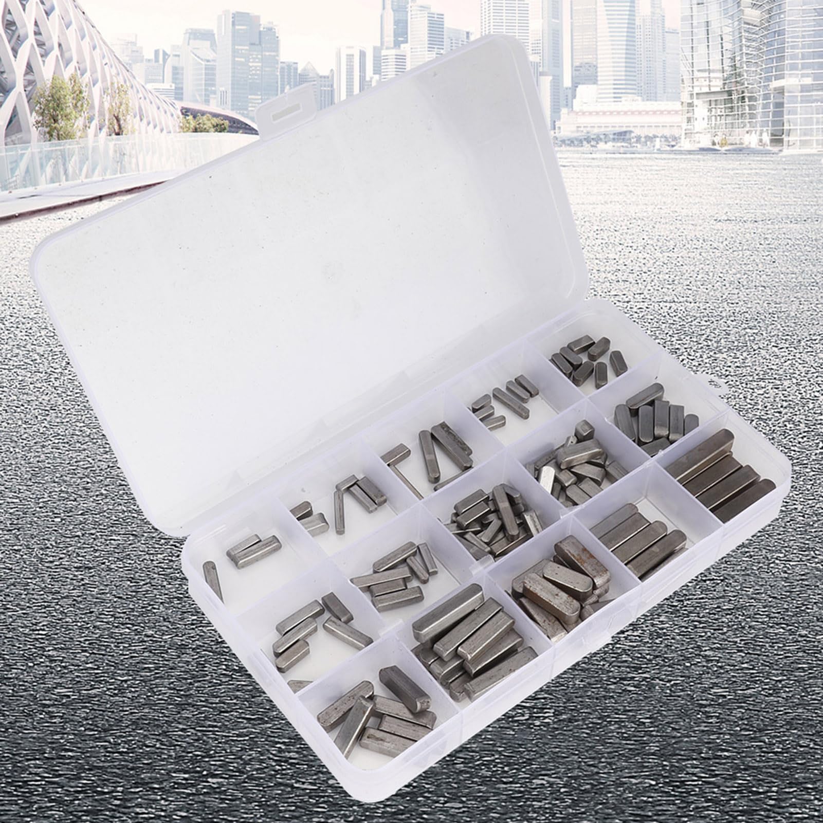 Respicefinem 140 Pieces Professional Parallel Drive Shaft Key Set Kit, Round Ended Key Pulley Keyway Key Forling Keys for Fixed Gear Shaft