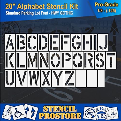 Miniatura 7 de Juego de plantillas para pavimento de 20 pulgadas, kit de plantillas de alfabeto (29 piezas) - 20 x 12 x 116 pulgadas (63 mil) - ligeras