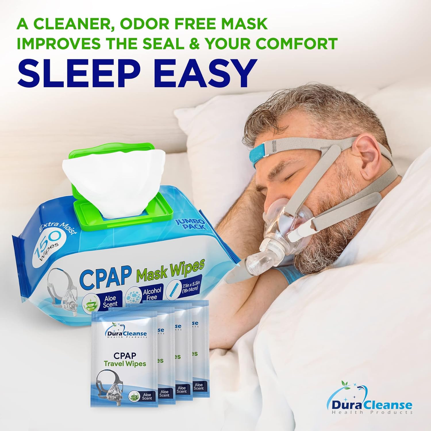 Buy DuraCleanse CPAP Wipes 150 Count Jumbo Pack + 4 Travel Mask Wipes