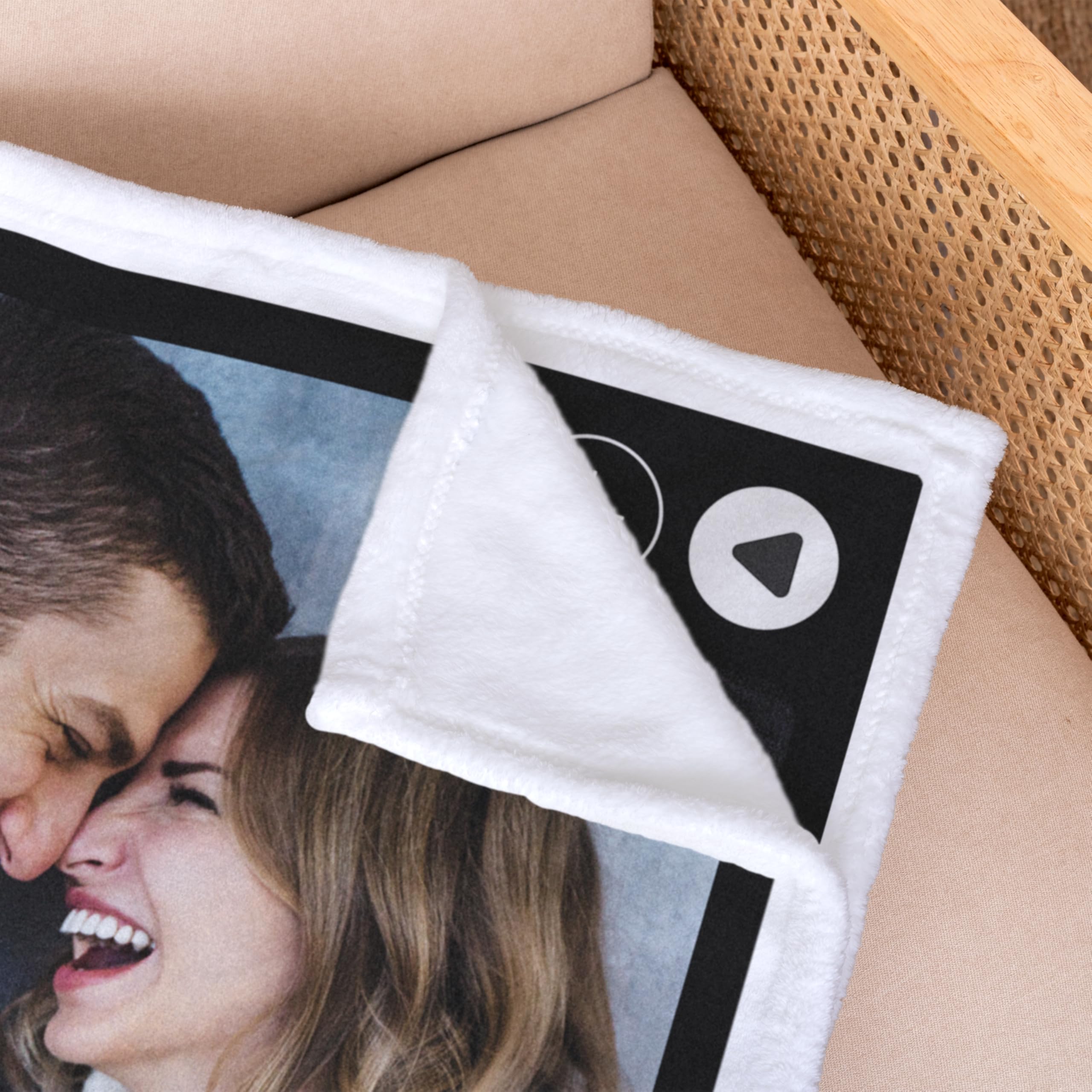 Manta Personalizada con Foto y Texto a Color de Diseño Top 1 Netflix con vuestros Nombres y Título de Película 170x130cm para Sofá o Cama de Abrigo en Invierno (Tela Coralina)