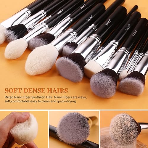Miniatura 3 de BEILI Juego de 42 brochas de maquillaje para cabello sintético de cabra de primera calidad, brocha para mezclar base Kabuki, polvo facial, rubor,