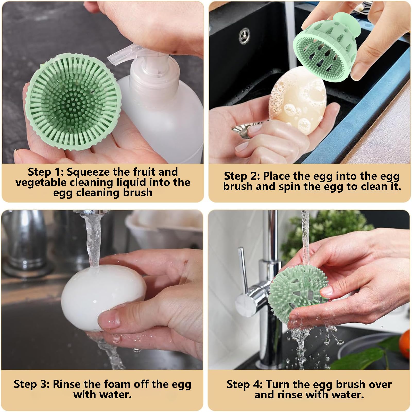 Spazzola Per Pulire Uova In Silicone - Lavauova Con Ventosa, Blu, Diametro 5.8cm - Foto 9