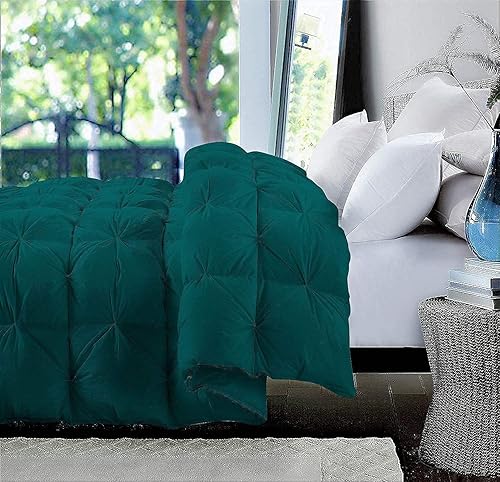 Miniatura 2 de Edredón plisado de plumón de ganso de media pellizco, relleno de edredón KingCal King, potencia de relleno de 750+, algodón egipcio 800 hilos, tela