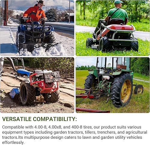 Miniatura 6 de Paquete de 2 neumáticos de 4.00-8 pulgadas, sin cámara, 4PR para cortacésped, repuesto para cortacésped de césped 4.80-8 4.00-8, tractor de césped,