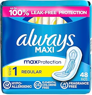 Always Maxi Pads Size 5 Overnight Absorbency Unscented with Wings, 27 ct.